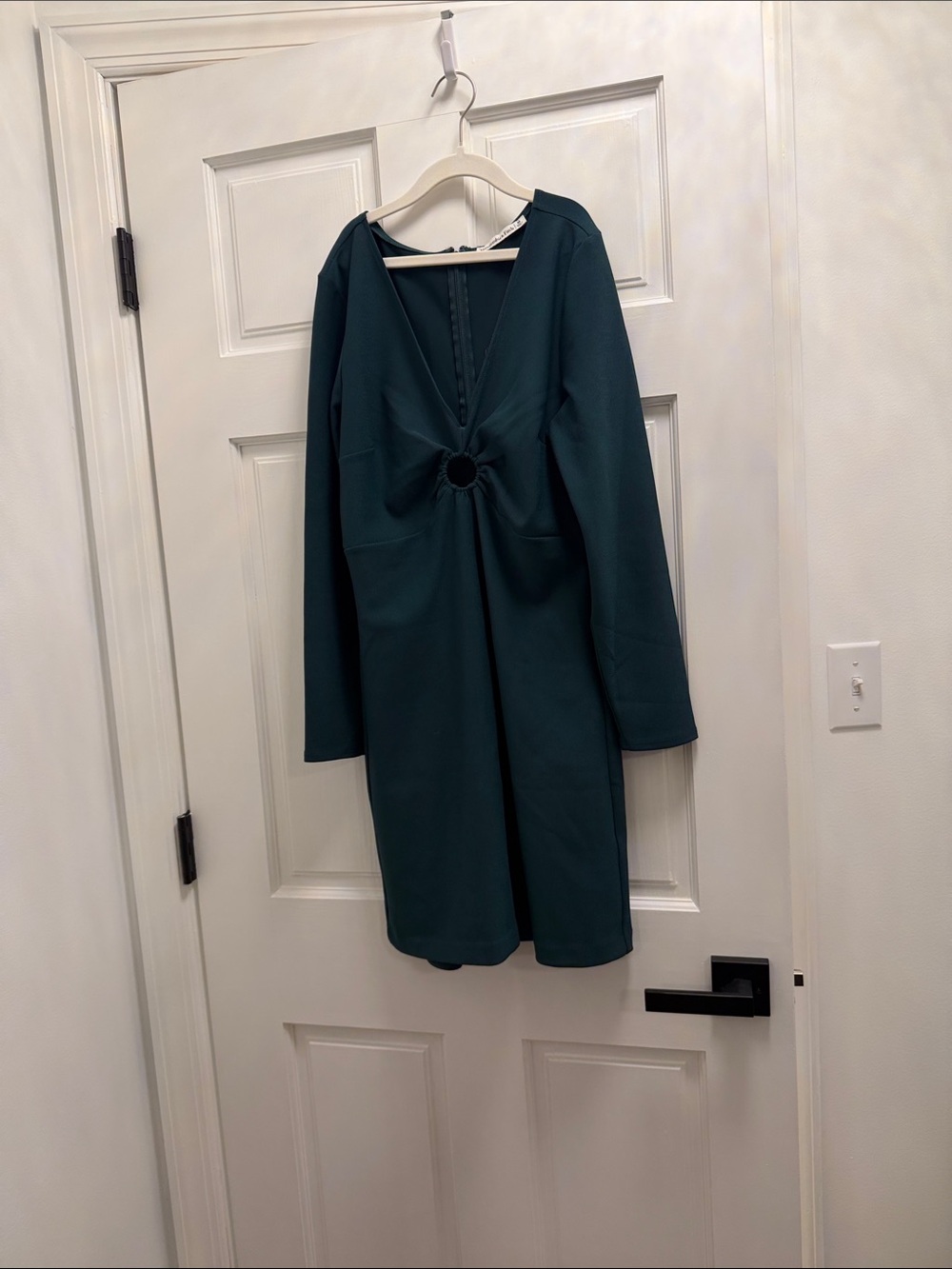 Deep Teal/Green Long Sleeve Twist-Front Dress